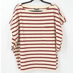 NWT J Crew Womens sz 3X Striped Boatneck Top Red Cream nautical fisherman preppy